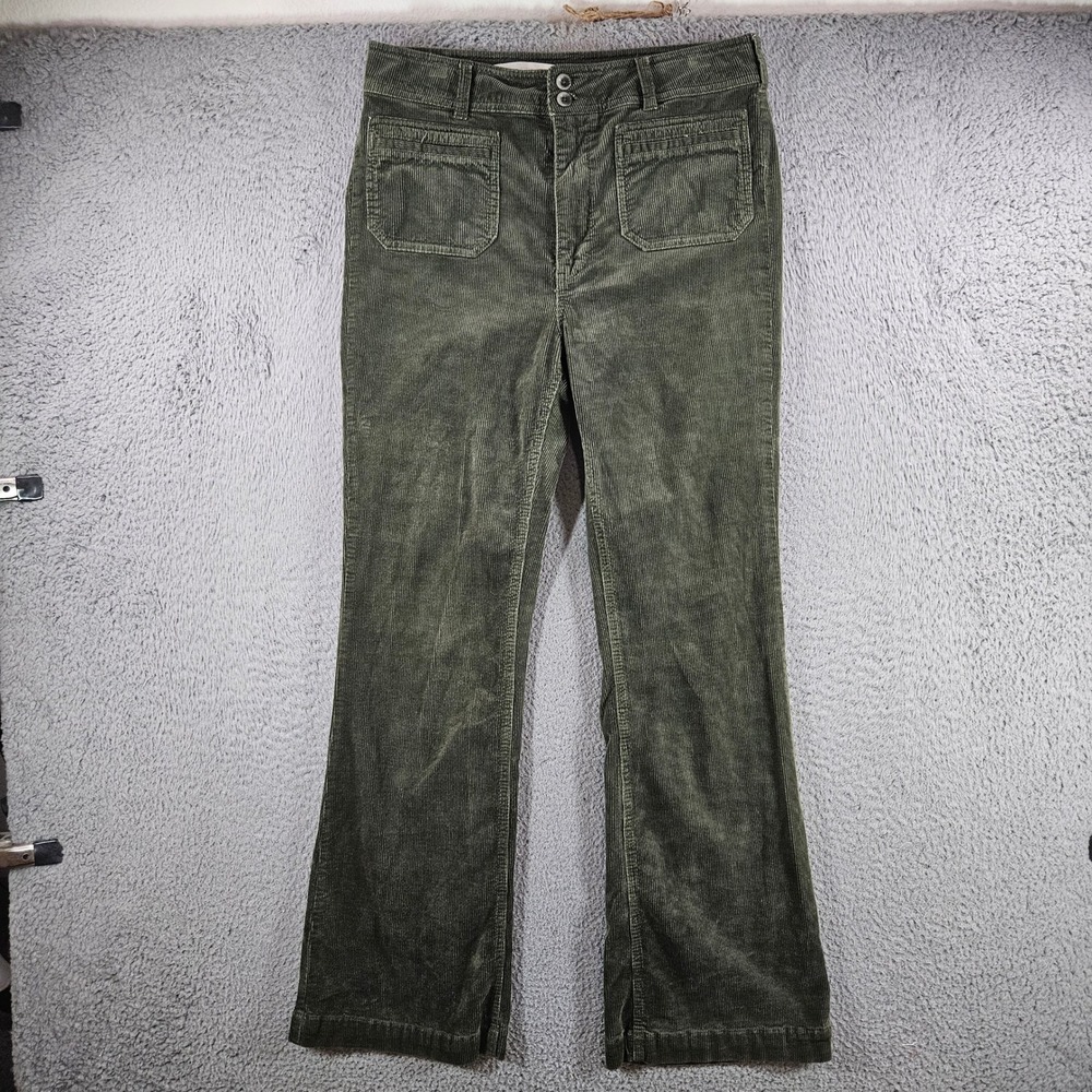Anthropologie Pilcro Corduroy Trouser Bootcut Pants Olive Green Size 30